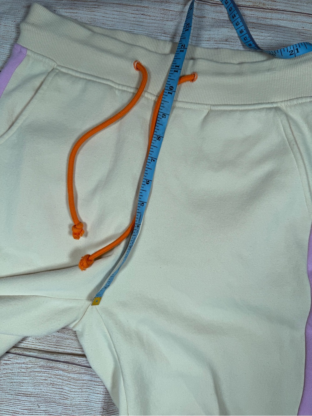 Lego Cream Joggers with Lavender Side Stripes and Orange Drawcord - Picture 5 of 9